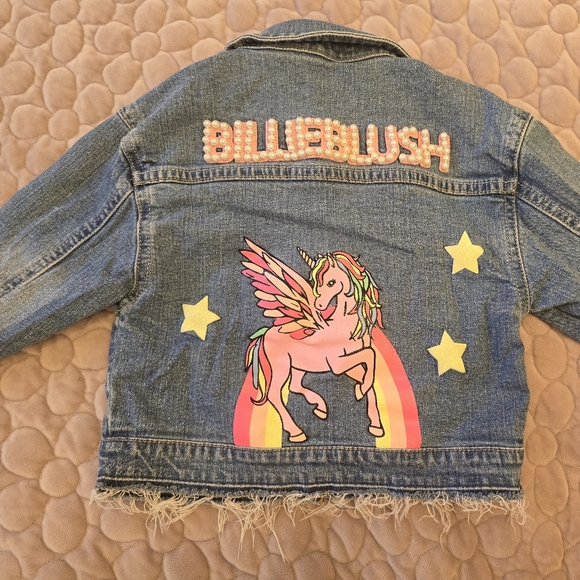 Billieblush Denim Jacket with Pink Unicorn Design - Picture 2 of 4
